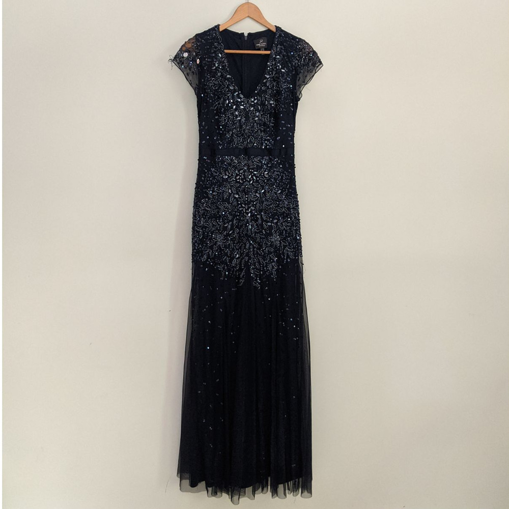 Adrianna Papell Black Sequin Maxi Dress